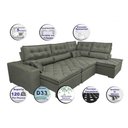 Ver imagem 6 de Sofa de Canto Retrátil e Reclinável com Molas Cama Inbox Platinum 3,00x2,36 Tecido Suede Cinza