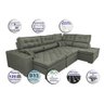 Sofa de Canto Retrátil e Reclinável com Molas Cama Inbox Platinum 3,00x2,36 Tecido Suede Cinza - 6