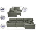 Ver mais imagens de Sofa de Canto Retrátil e Reclinável com Molas Cama Inbox Platinum 3,00x2,36 Tecido Suede Cinza