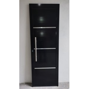 Porta de Alumínio  210x90 - Lambri Duplo PRETA