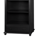 Ver imagem 3 de Estante para Livros de Madeira 3 Prateleiras 1 Gaveta Pés Torneados - Preto Laca