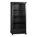 Ver imagem 2 de Estante para Livros de Madeira 3 Prateleiras 1 Gaveta Pés Torneados - Preto Laca