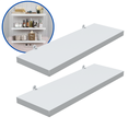 Ver imagem 2 de Kit 2 Prateleira Branca 30X10 + Suporte Flutuante Mdf Organizadora Decoração Cozinha Banheiro Sala