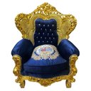Ver imagem 4 de Jogo de Sofá Clássico Azul com Dourado e Par de Poltronas