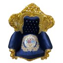 Ver imagem 6 de Jogo de Sofá Clássico Azul com Dourado e Par de Poltronas