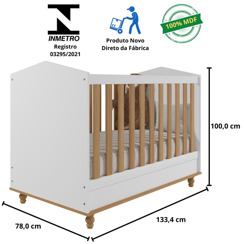 Berço Americano 100% Mdf 3 em 1 Mini Cama Montessoriana Branco - 5