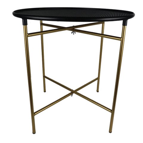 Mesa de Apoio em Metal Dourado e Preto 50cm Ku0007 Btc