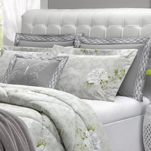 Jogo de Cama Queen 200 Fios Papillons Branco Casaborda 4 peças