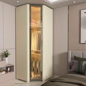Módulo Guarda-Roupa Canto Innova Reflecta 1 Porta com LED 100% MDF