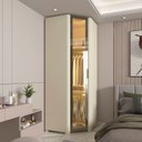 Ver mais imagens de Módulo Guarda-Roupa Canto Innova Reflecta 1 Porta com LED 100% MDF Bege/Off White