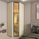 Ver imagem 1 de Módulo Guarda-Roupa Canto Innova Reflecta 1 Porta com LED 100% MDF Bege/Off White