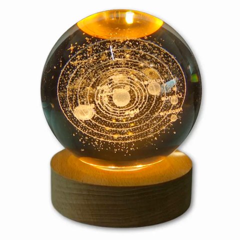 Luminária Abajur Usb Enfeite Decorativo Esfera de Vidro 3d com Led Planetário Quarto:mundo