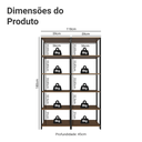 Ver imagem 4 de Estante Armário Multiuso para Escritório 118cm 10 Prateleiras Rustic/Preto Madesa