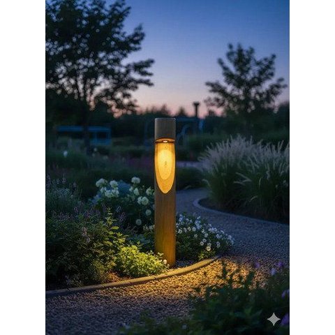 Balizador de Jardim Eucalipto LED Lumatê Decor Iluminação Marrom-Claro