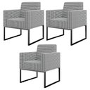 Ver imagem 1 de Kit 03 Poltronas Decorativas Sala Base fixa Metal Helô L02 Pied Poule - Lyam Decor