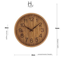 Relógio de Parede Plástico Basic Wood 25 X 3,5 Cm - 7