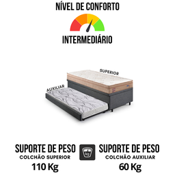Bicama Box Baú Solteiro com Colchão Molas Ensacadas Berlim Bege Probel Linho Cinza 88x188 - 7