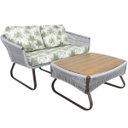 Ver imagem 3 de Sofá Milão 2 Lugares e Mesa com Tampo de Madeira em Alumínio e Corda Sintética para Área, Edí - Cinz