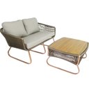 Ver imagem 2 de Sofá Milão 2 Lugares e Mesa com Tampo de Madeira em Alumínio e Corda Sintética para Área, Edí - Cinz