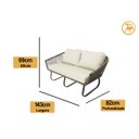 Ver imagem 5 de Sofá Milão 2 Lugares e Mesa com Tampo de Madeira em Alumínio e Corda Sintética para Área, Edí - Cinz