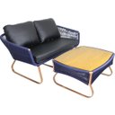 Ver imagem 1 de Sofá Milão 2 Lugares e Mesa com Tampo de Madeira em Alumínio e Corda Sintética para Área, Edí - Cinz