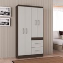 Ver imagem 2 de Guarda Roupa Solteiro Milão 4 Portas Chocolate Off White – Poquema