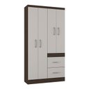 Ver imagem 1 de Guarda Roupa Solteiro Milão 4 Portas Chocolate Off White – Poquema