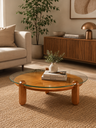 Ver imagem 3 de Mesa de Centro Prisma MDF Lamina Natural Tampo Vidro
