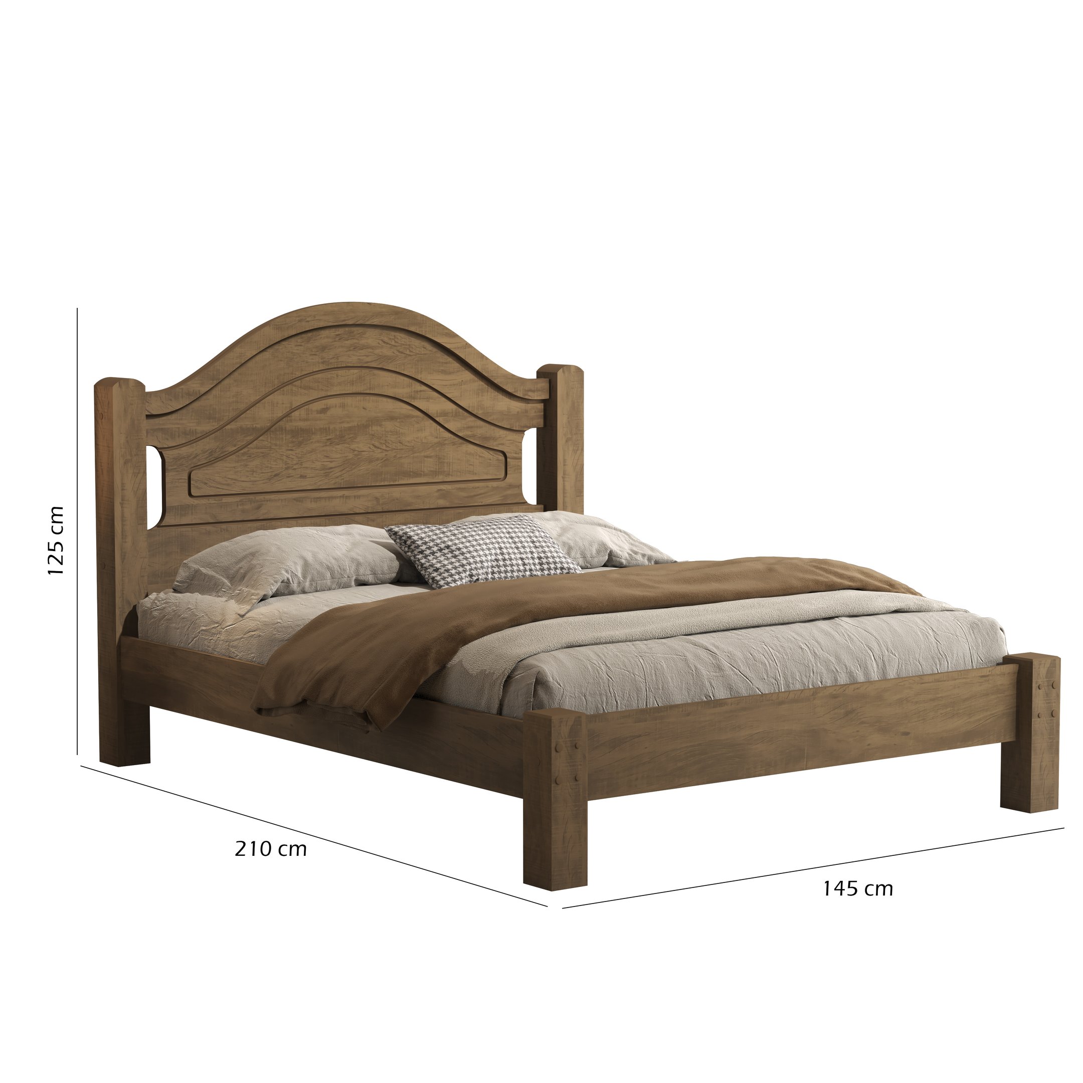 Cama 100% Mdf Isis Casal Estrado Reforçado Painel Inteiriço:castanho - 3