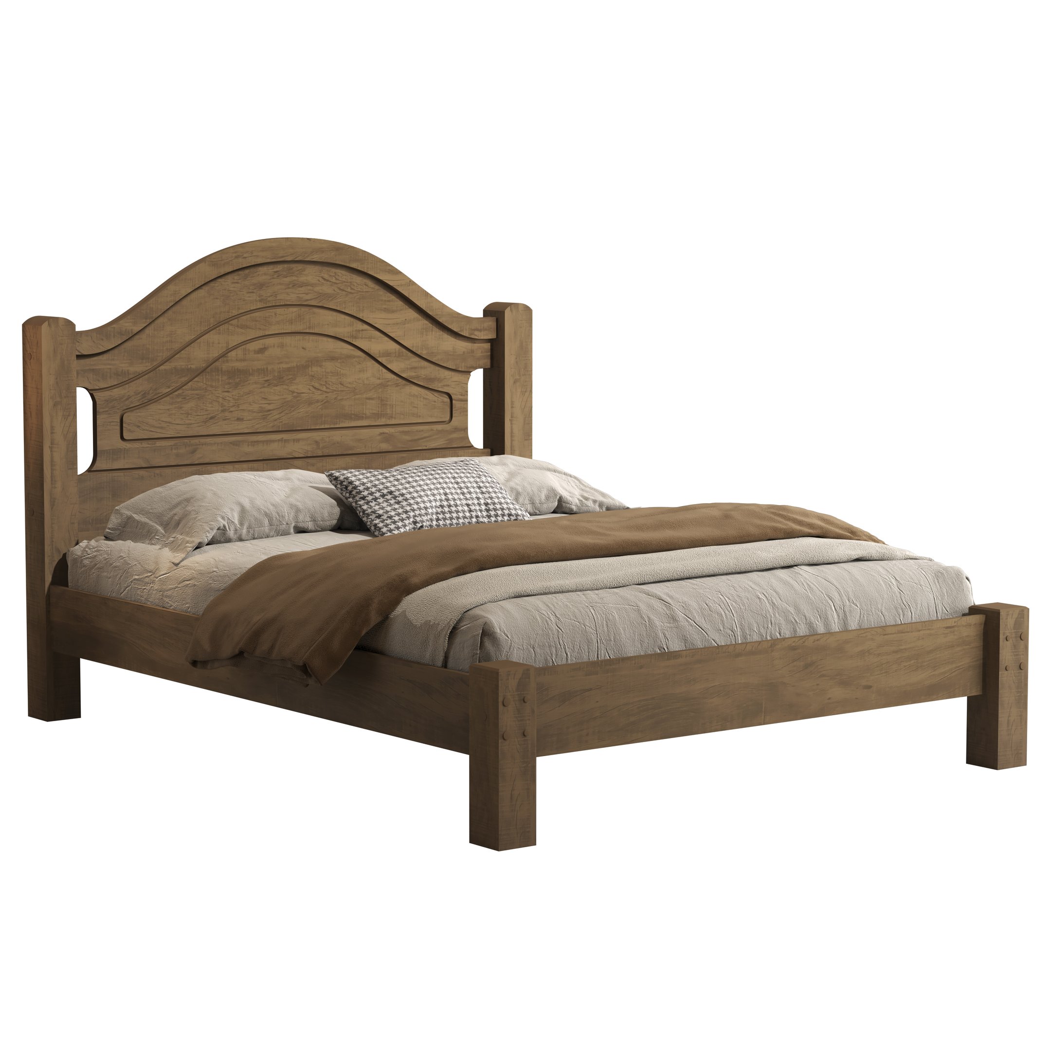 Cama 100% Mdf Isis Casal Estrado Reforçado Painel Inteiriço:castanho