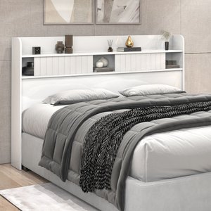 Cabeceira Dubai Mdf Prateleiras Portas Correr Quarto Moderno:queen/branco