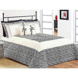 Kit Edredom Donatella Queen Preto Estampa Especial com 5 Peças - 1