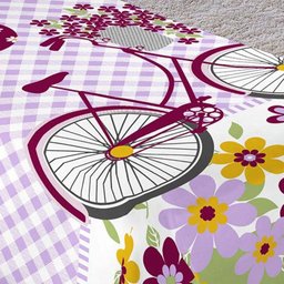 Colcha/Cobre-Leito Cama Solteiro Bicicleta com Flores Menina com 2 Peças - 2 Colcha/Cobre-Leito Cama Solteiro Bicicleta com Flores Menina com 2 Peças - 2