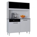 Ver imagem 1 de Cozinha Compacta Grazi 120 Cm 4 Portas 1 Gaveta Poquema Branco Preto