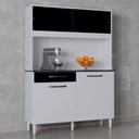 Ver imagem 4 de Cozinha Compacta Grazi 120 Cm 4 Portas 1 Gaveta Poquema Branco Preto
