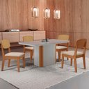 Ver imagem 1 de Mesa de Jantar Isadora 120cm Tampo Mdf Vidro com 4 Cadeiras Copper Premium
