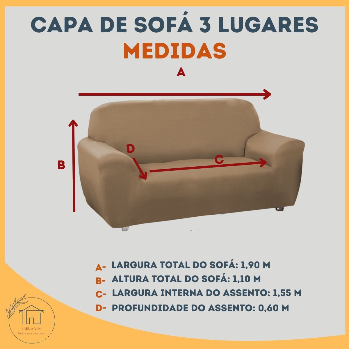 Capas de Sofa 3 Lugares G:vermelho - 4