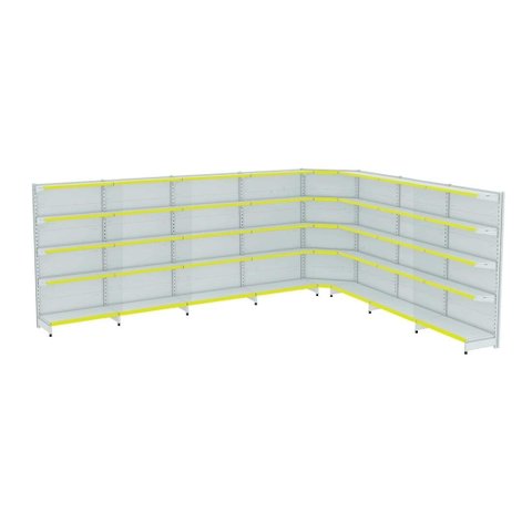 Gondola Parede 202 Amapa Fit Kit 7 Metros 1 Canto Porta Etiqueta Amarelo Amapá