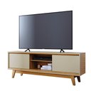 Ver imagem 4 de Rack Bancada para TV até 65 Polegadas 164cm 2 Portas Atlas MDP Cumaru/Opala Sala