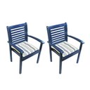 Ver imagem 1 de Poltrona Milano Empilhável Laca Azul com Almofada Azul Listrado Par