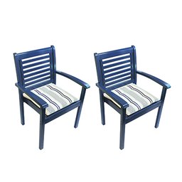 Poltrona Milano Empilhável Laca Azul com Almofada Azul Listrado Par - 1
