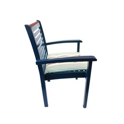 Poltrona Milano Empilhável Laca Azul com Almofada Azul Listrado Par - 4