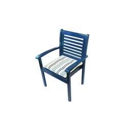Poltrona Milano Empilhável Laca Azul com Almofada Azul Listrado Par - 2