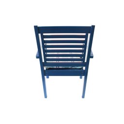 Poltrona Milano Empilhável Laca Azul com Almofada Azul Listrado Par - 5