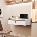 Ver imagem 4 de Penteadeira Suspensa Multiuso Console com Puxador em Corino - Branco C/ Nature