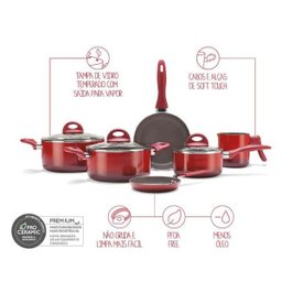 Conjunto de Panelas 6 Peças Ceramic Life Smart Plus Vermelho Brinox - 2