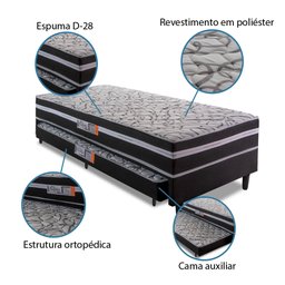 Cama Box Solteiro com Cama Auxiliar Aspen 88x188x41cm Cinza/Preto - 4