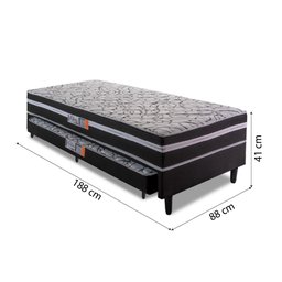 Cama Box Solteiro com Cama Auxiliar Aspen 88x188x41cm Cinza/Preto - 3