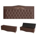 Ver imagem 1 de Kit Helena Cabeceira de Cama Painel e Calçadeira Baú Casal 140 Cm Suede Rosê Eli Móveis e Decoração