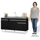 Ver imagem 5 de Balcão Gabinete Para Pia 150cm Sem Tampo 3 Portas 1 Gaveta Dakota Preto - Lumil